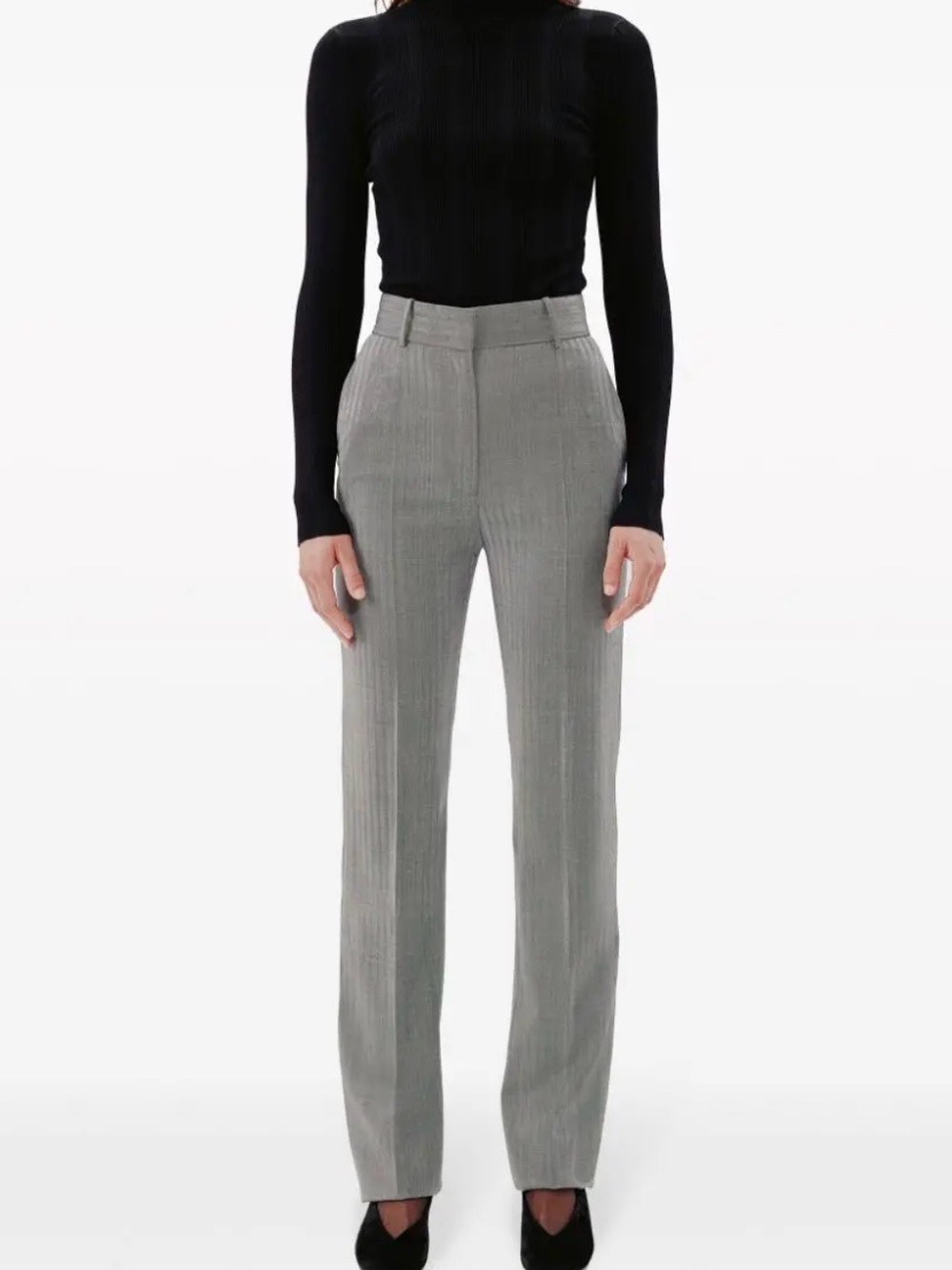 NWT Another Tomorrow straight leg pants Trouser gray size 40 (US 4) high waisted - Picture 4 of 6